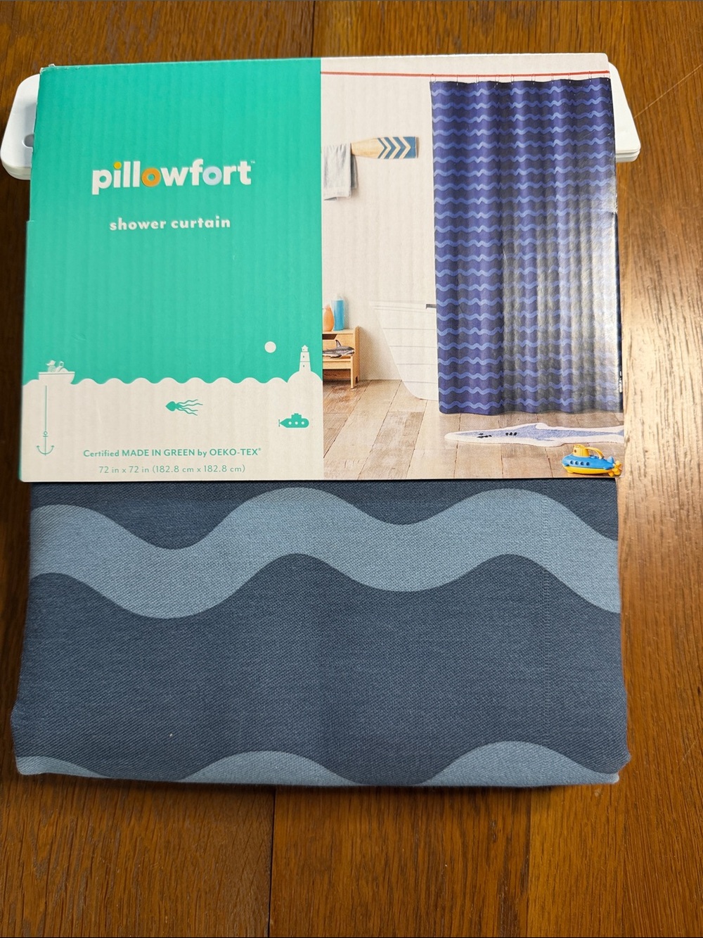 Pillowfort Shower Curtain - Blue Wave - New